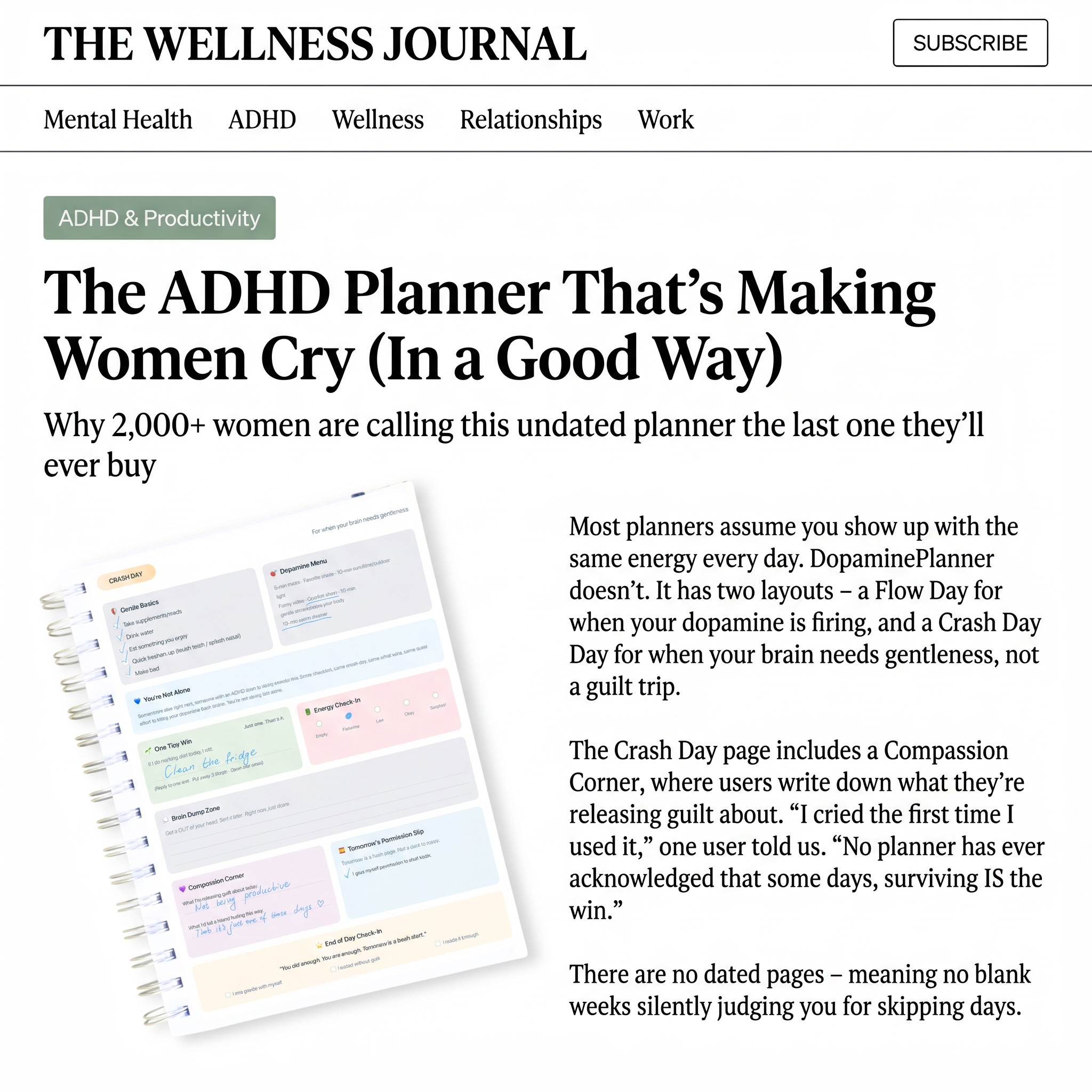 Dopamine Planner Facebook ad: The planner that finally matches your brain