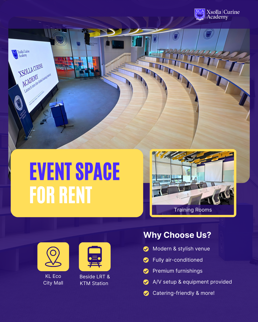 Xsolla Curine Academy Facebook ad: Event Venue