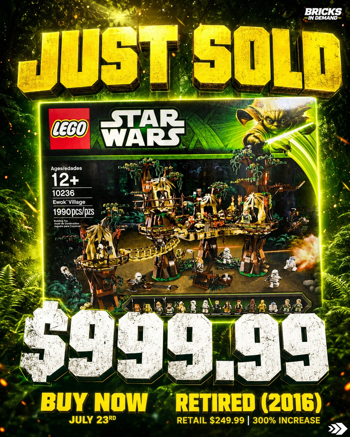 Bricks in Demand Facebook ad: The Ewok Village just climbed to $999.99