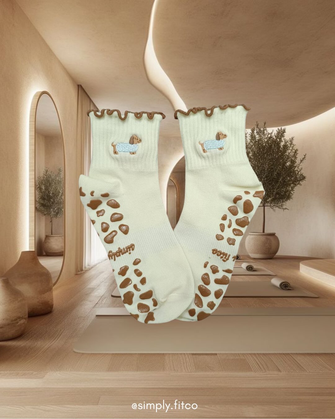 Simply.fitco Facebook ad: Holiday Pilates grip socks alert!