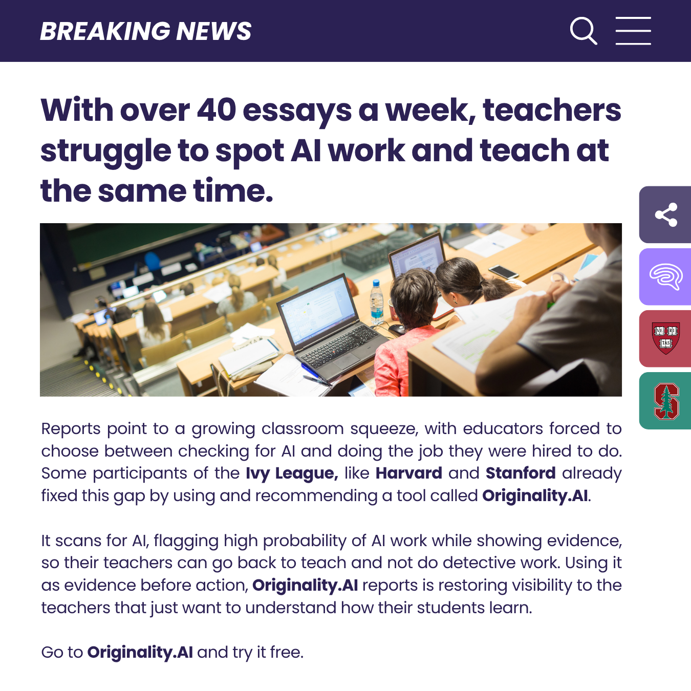 Originality.AI - AI Detection and Plagiarism Checking Facebook ad