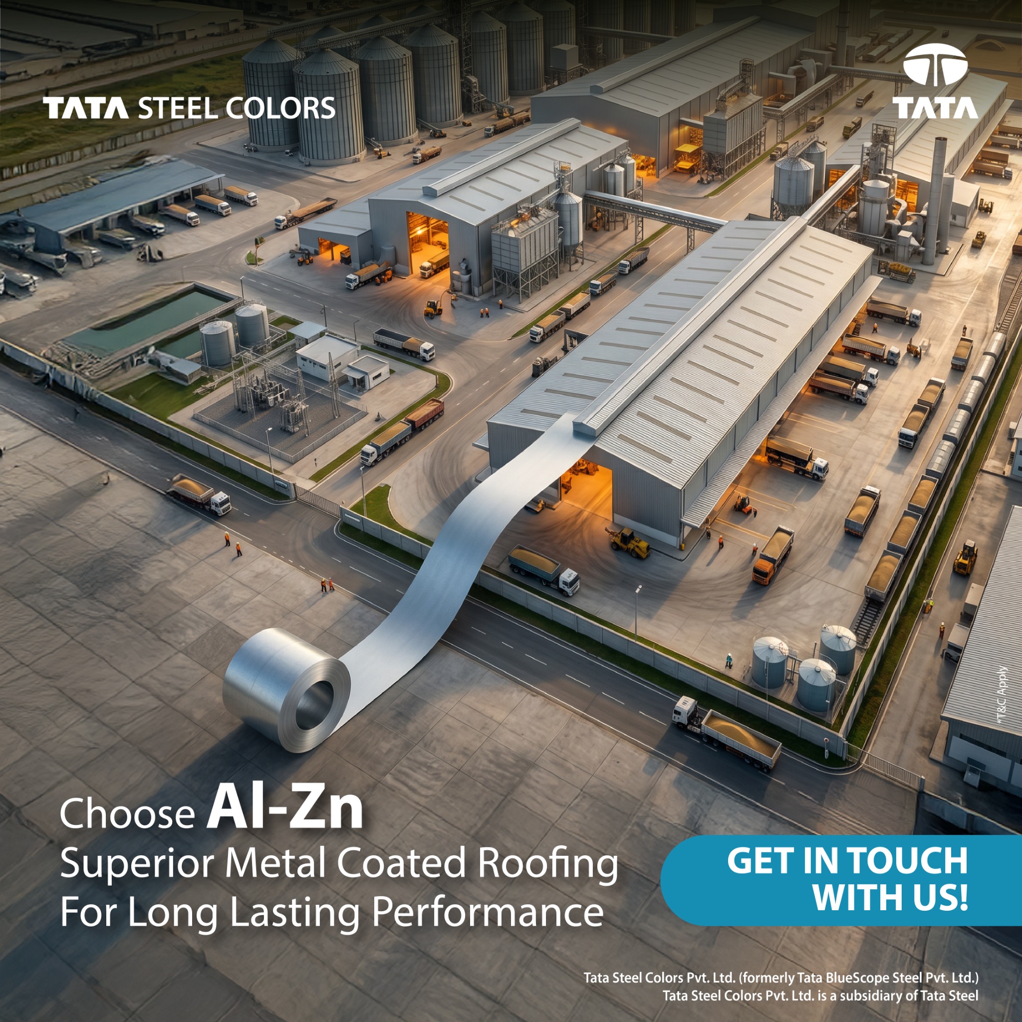 Tata Steel Colors Facebook ad: Choose Al-Zn Superior Metal Coated Roofing for Industrial…