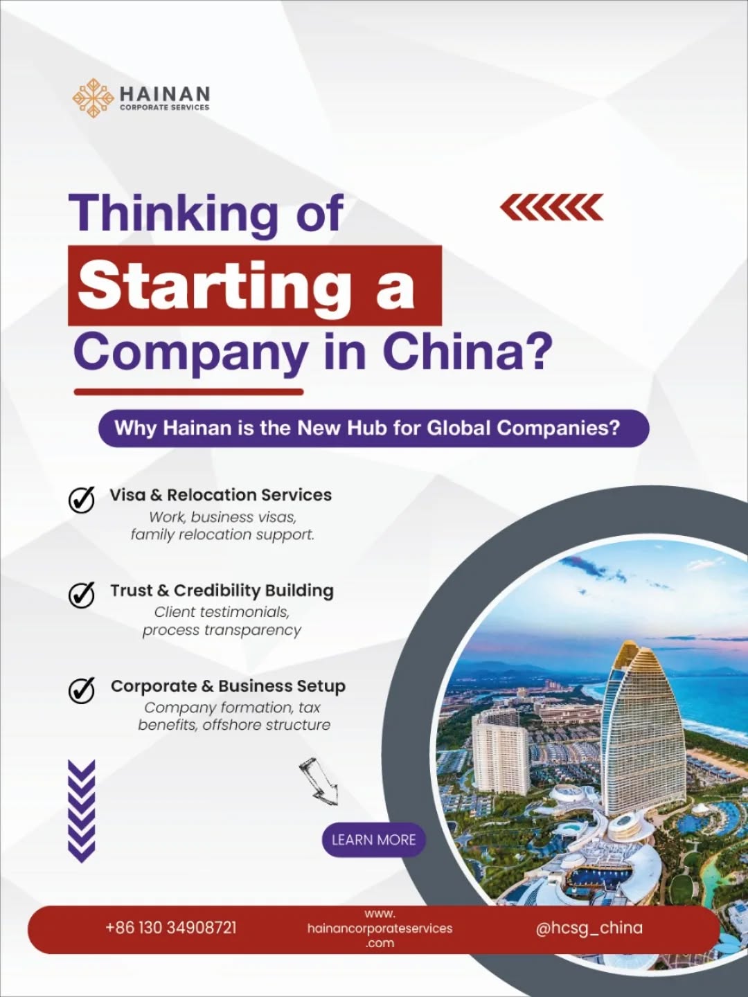Hainan Corporate Services Group Facebook ad: Register Your Own China Company 50% Payment on Delivery