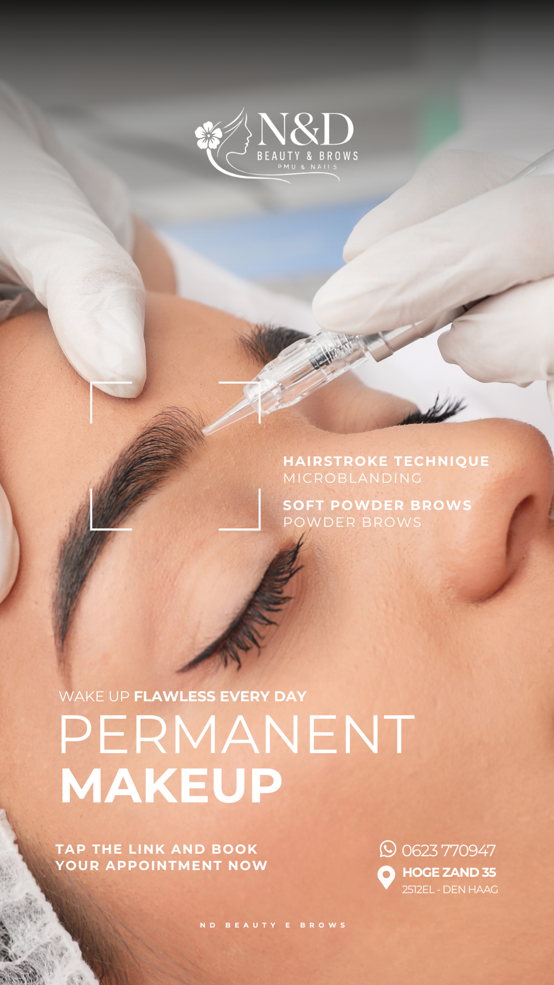 ND Beauty & brows Facebook ad from Dec 3, 2025