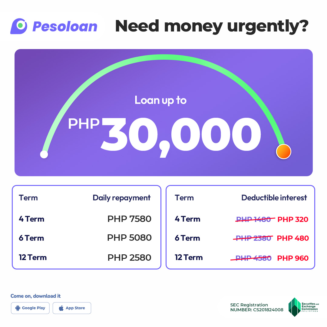 Pesoloan-PH-2025 Facebook ad: Maximum loan limit: PHP1,000 - PHP100,000