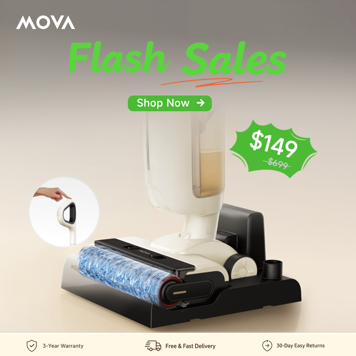 Mova ANZ Facebook ad: Lowest Price: Save $550 on MOVA K30+ Free Delivery