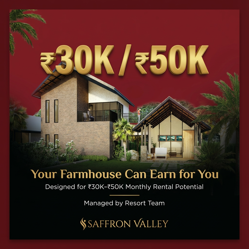 Saffron Valley Villa Farmhouse Facebook ad: Own a 605 Sq. Yard Luxury Villa Near Hyderabad