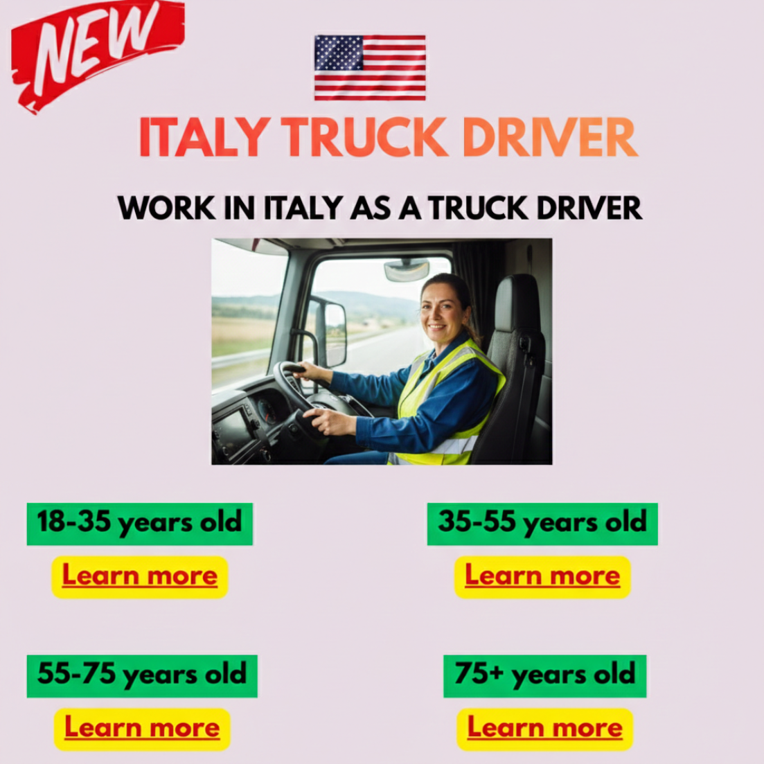 Global Job Center Facebook ad: Learn more Truck Driving jobs in Italy