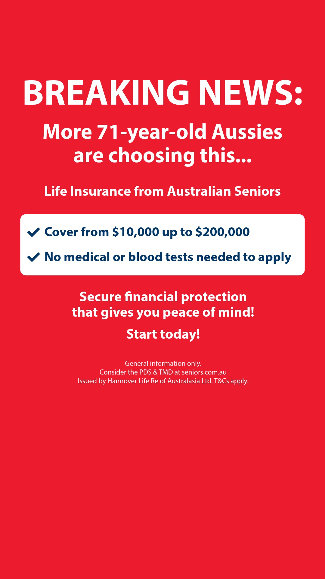 Australian Seniors Insurance Agency Facebook ad