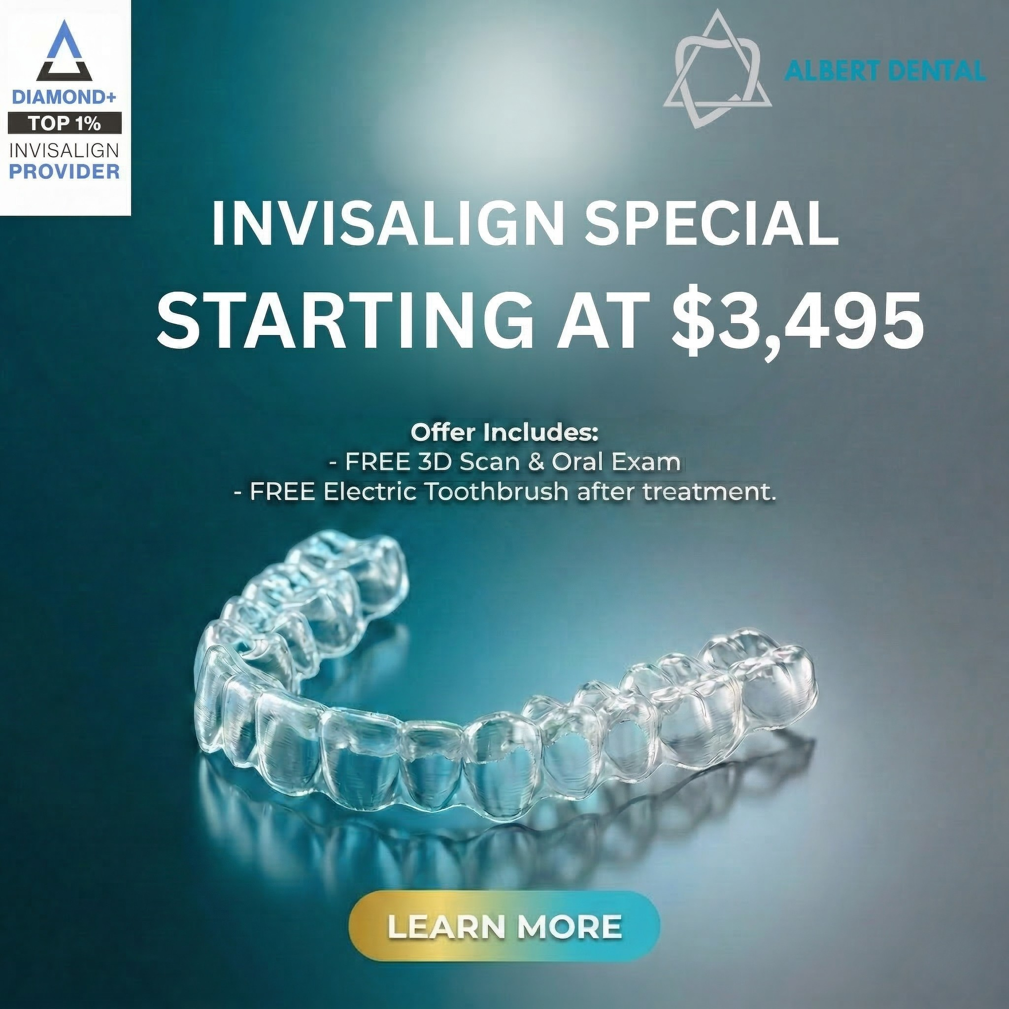 Albert Dental Facebook ad: Hey, Olathe & Overland Park! Invisalign starting At Just…