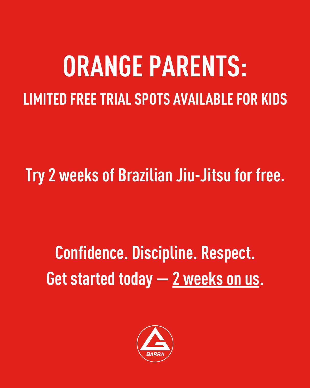 Gracie Barra Orange - Brazilian Jiu Jitsu / Self Defence Facebook ad