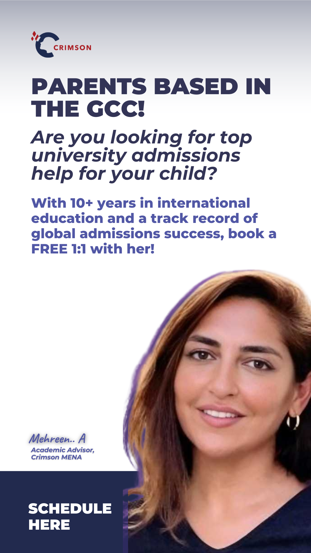 Crimson Education Facebook ad
