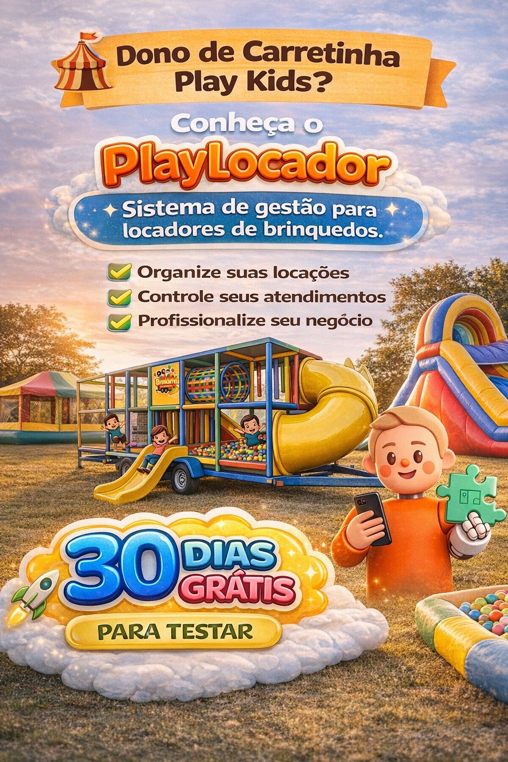 Play Locador Facebook ad: Sistema para quem aluga brinquedos