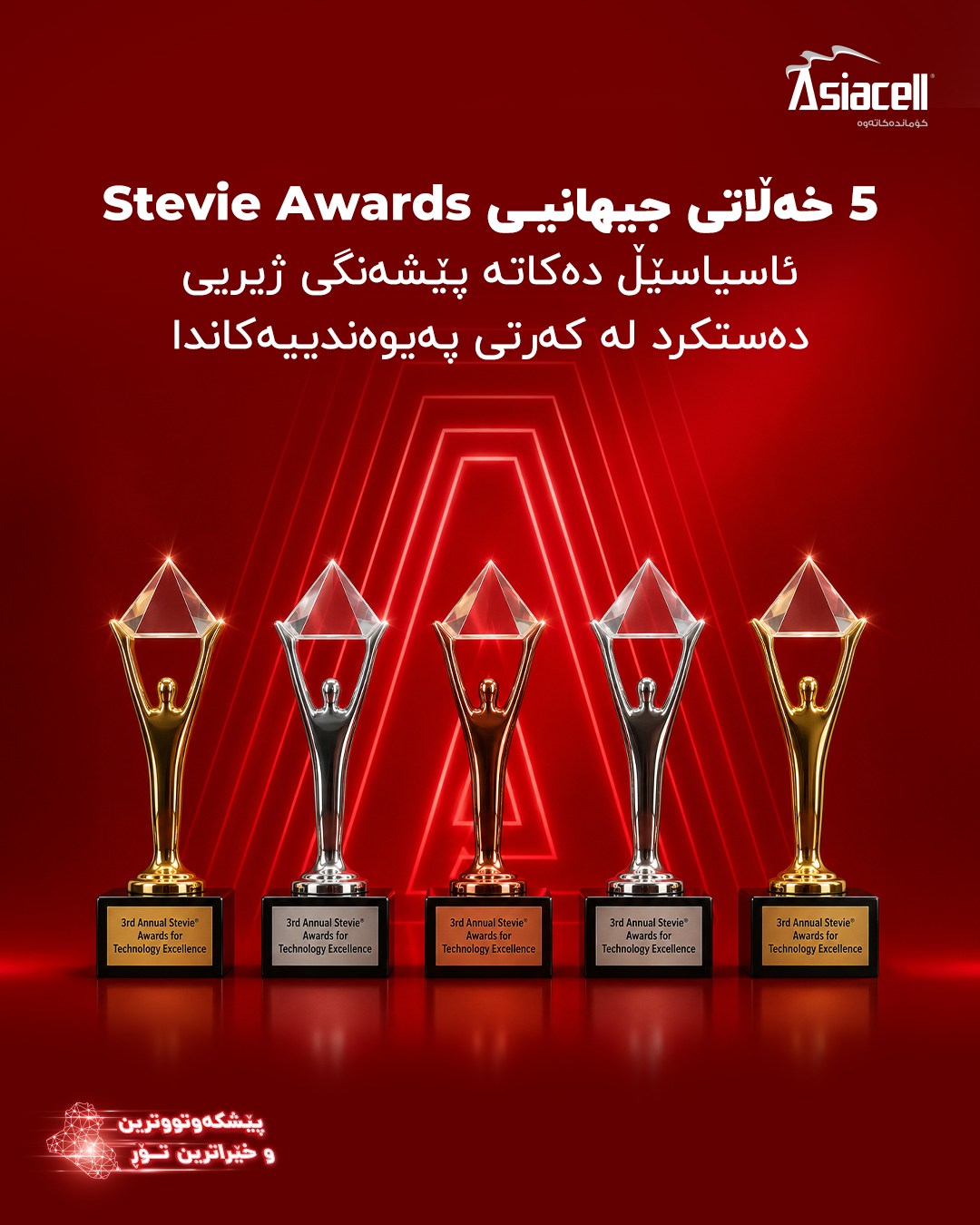 Asiacell Facebook ad: ئاسیاسێڵ پێنج خەڵاتی Stevie لە بواری داهێنانی ژیریی…