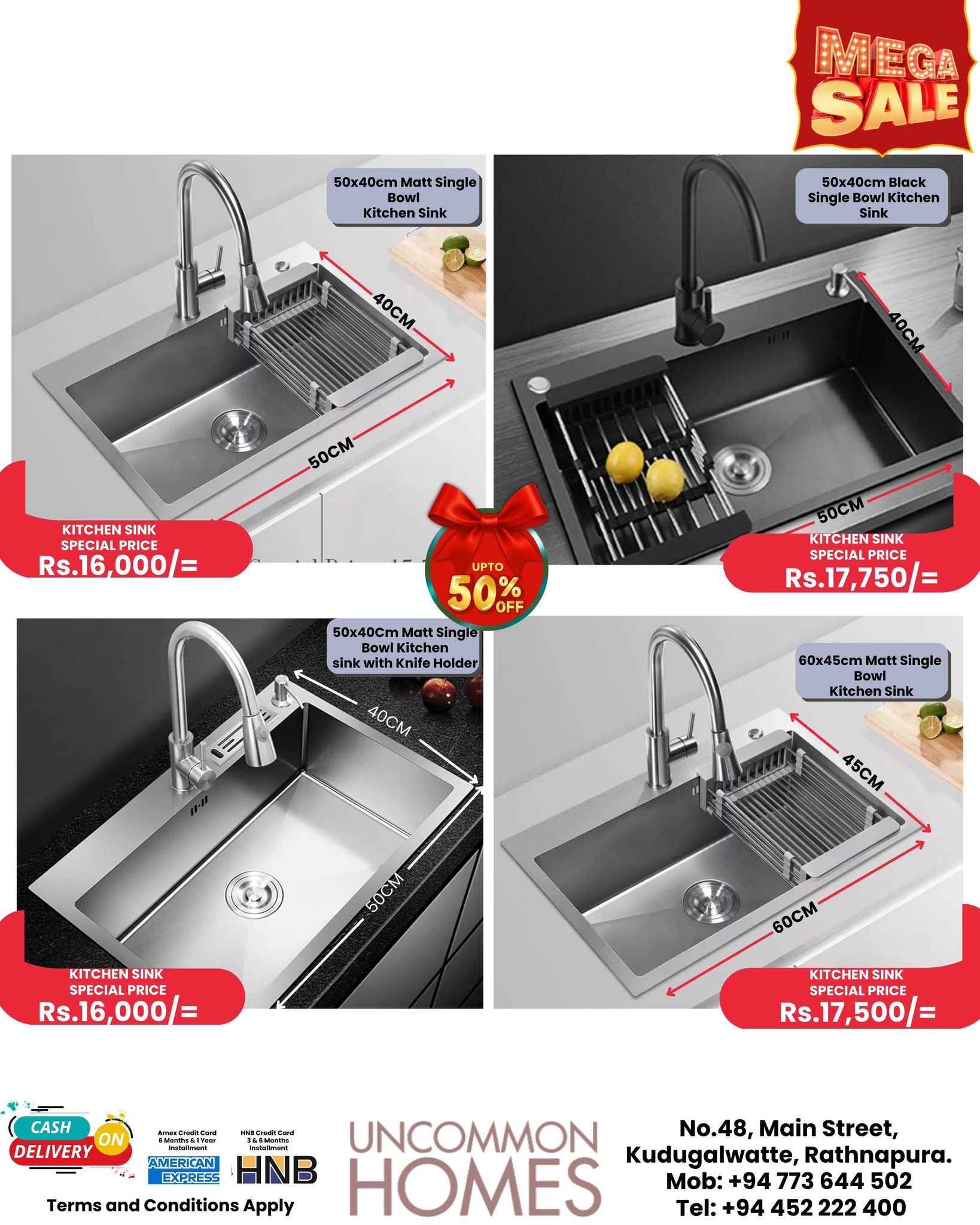 Uncommon Homes Ratnapura Facebook ad: Mega End-Year Sale, Up to 50% OFF on…
