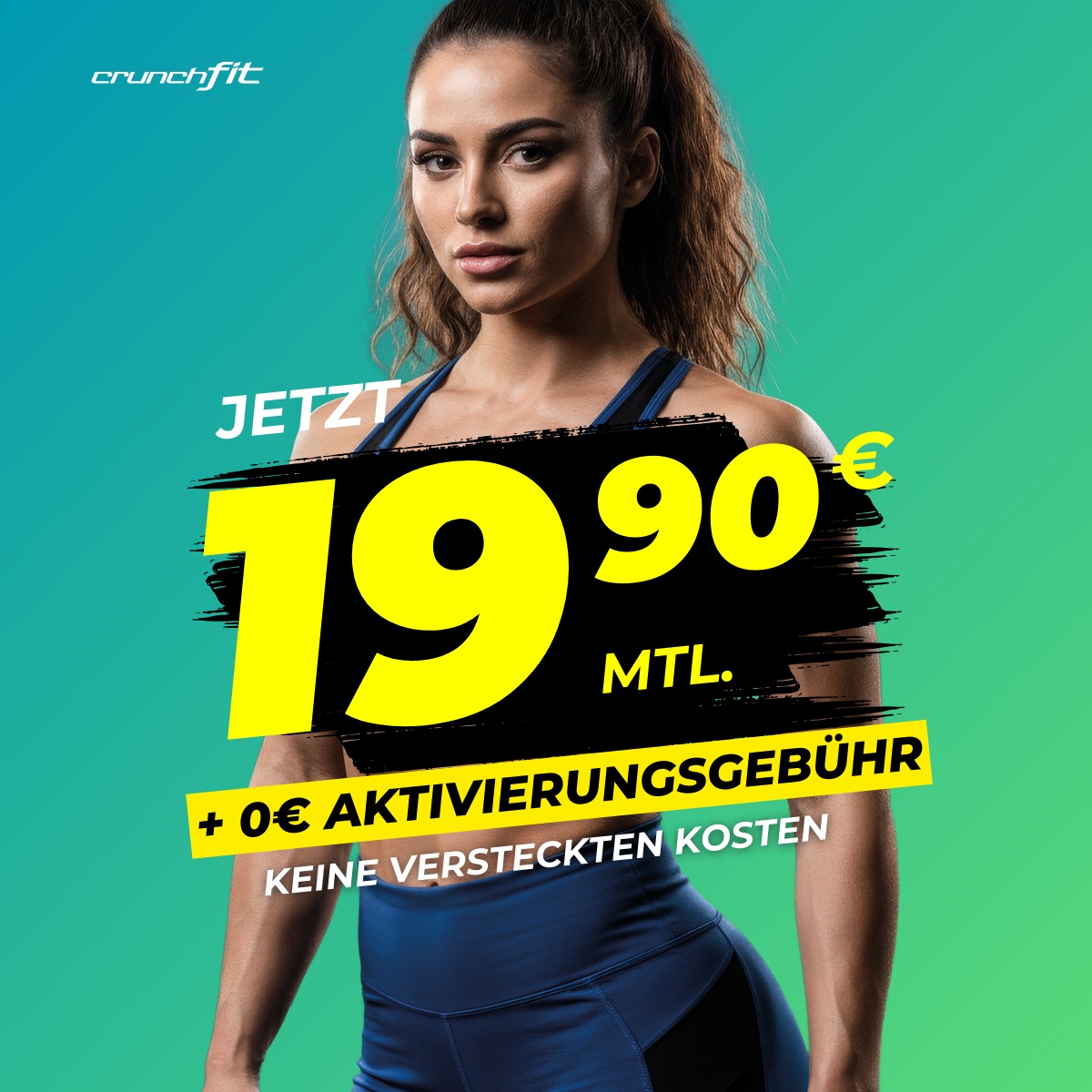 Crunch Fit Facebook ad: Verrückt: Unsere Mega-Aktion - 19,90 € und 0…