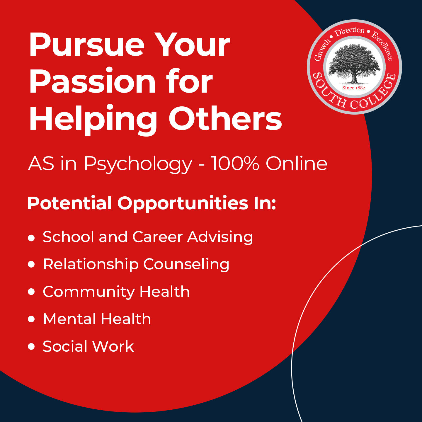South College Facebook ad: Online AS in Psychology, South College