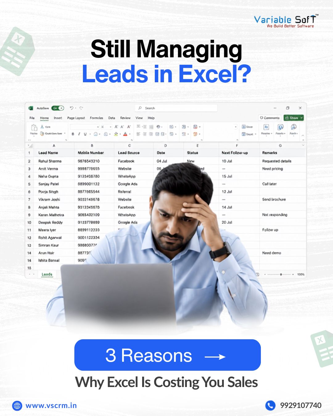 Variable Soft Facebook ad: Excel is excellent for organizing information.