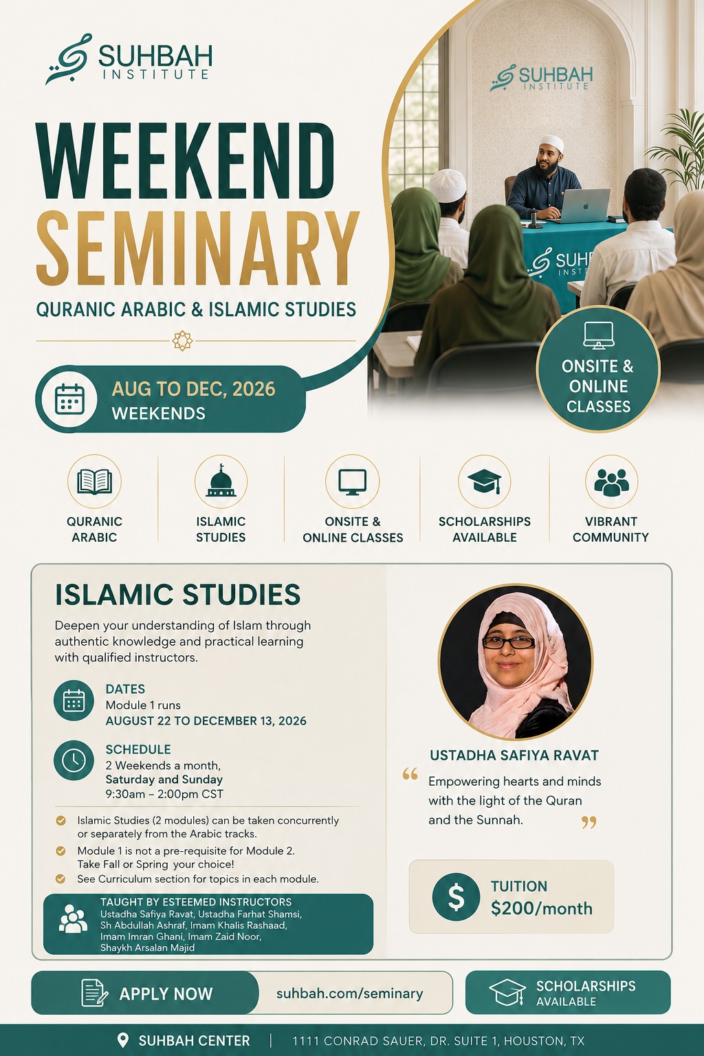 Suhbah Institute Facebook ad: Scholarships Available-Apply Today