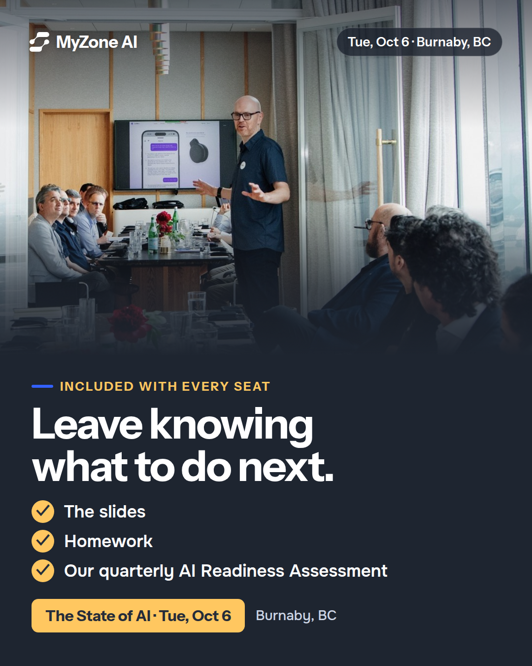 MyZone Facebook ad: Includes the AI Readiness Assessment
