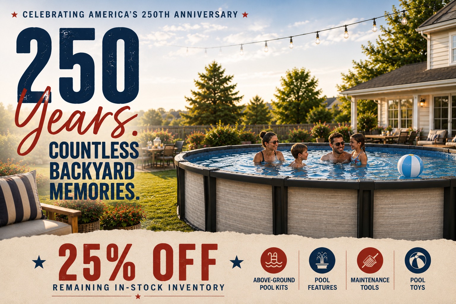 Country Leisure Manufacturing Facebook ad: 250 Years. Countless Backyard Memories.