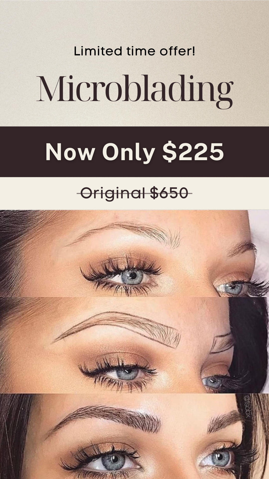 Shirani Beauty Clinic Facebook ad: Microblading by Mojgan Shirani