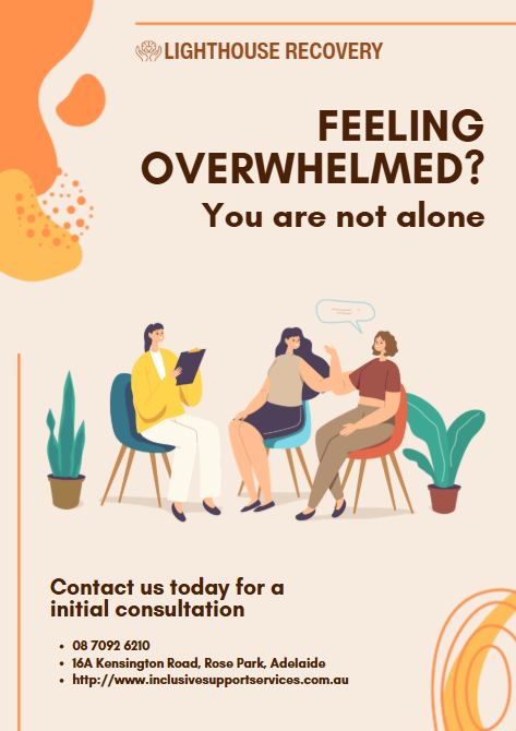 Lighthouse Recovery Facebook ad: Feeling overwhelmed lately?