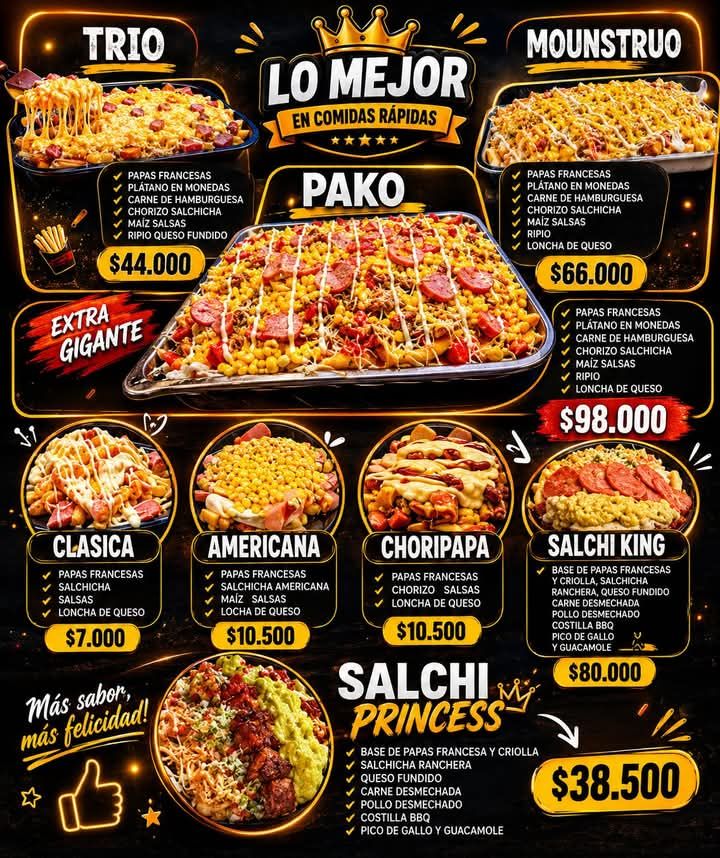 comidas rápidas Facebook ad: Siempre encuentras los mejores sabores en salchipapas en…