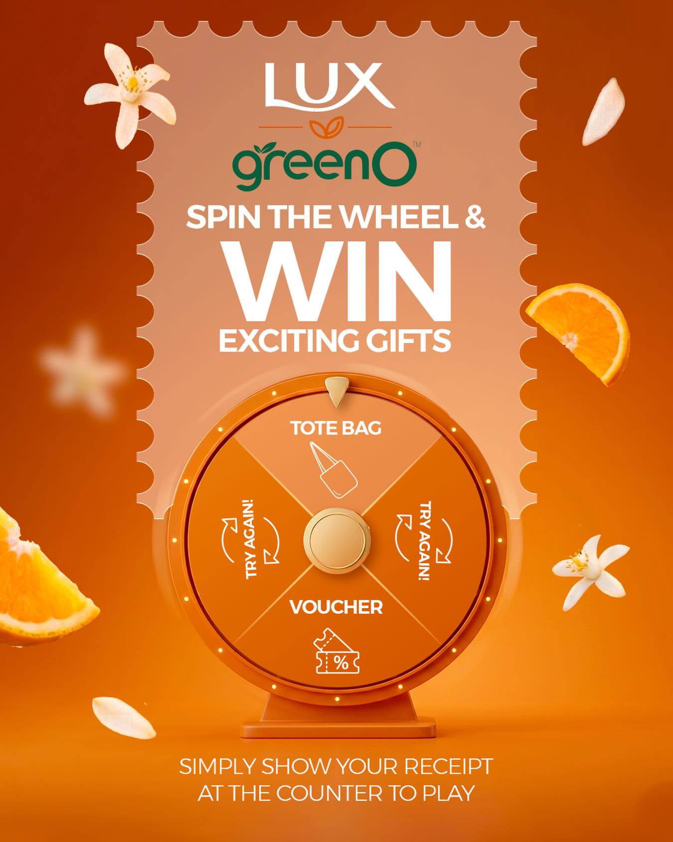 LUX Facebook ad: Show your receipt, spin the wheel, and win…