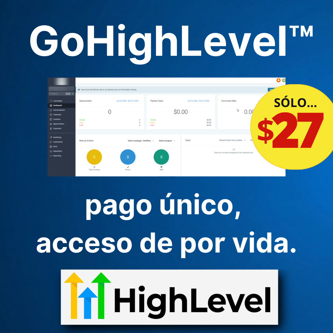 GHL Pago Único Facebook ad: Acceso de Pago Único a GoHighLevel (4.9 • 231 reseñas)
