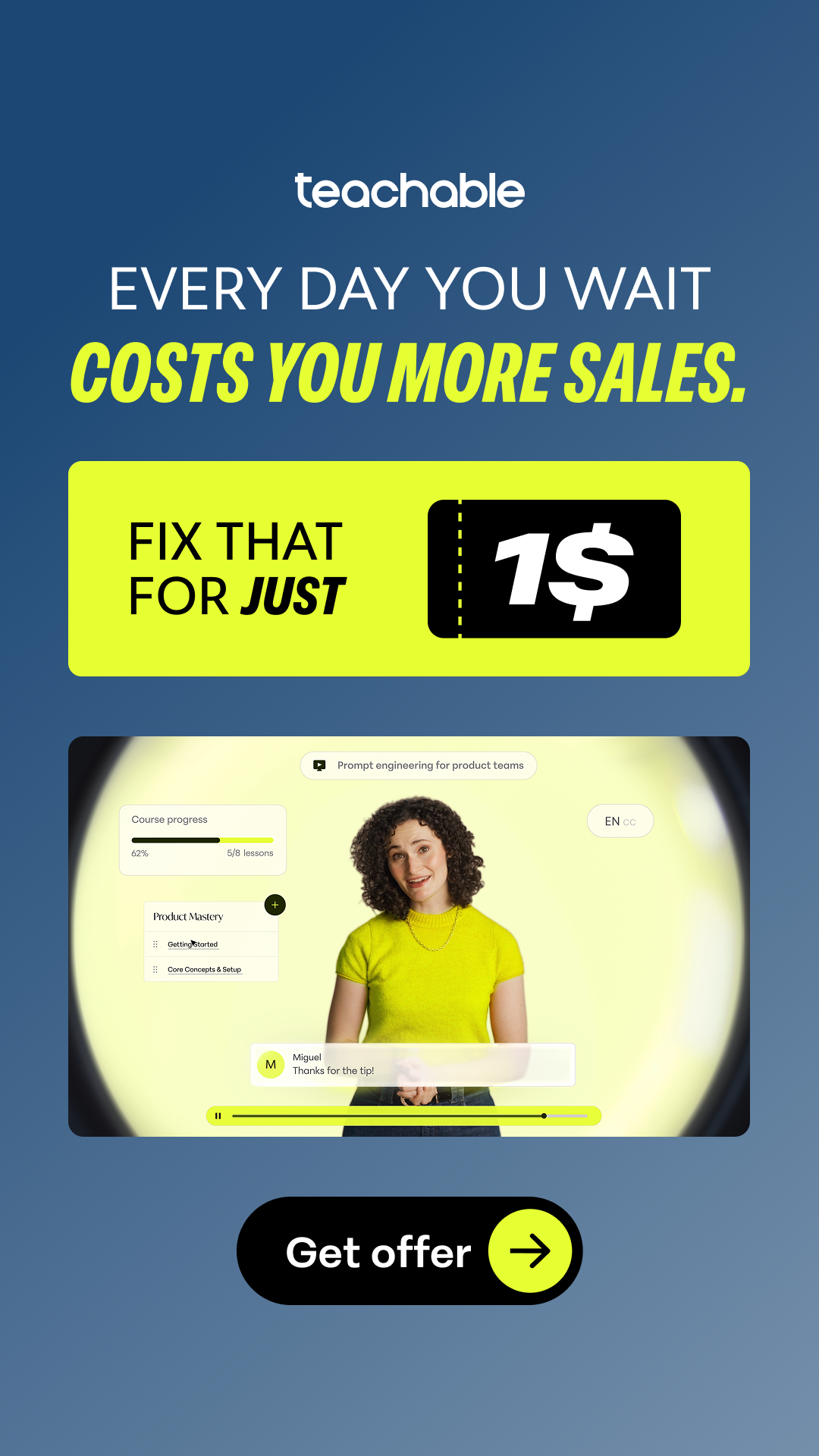 Teachable Facebook ad