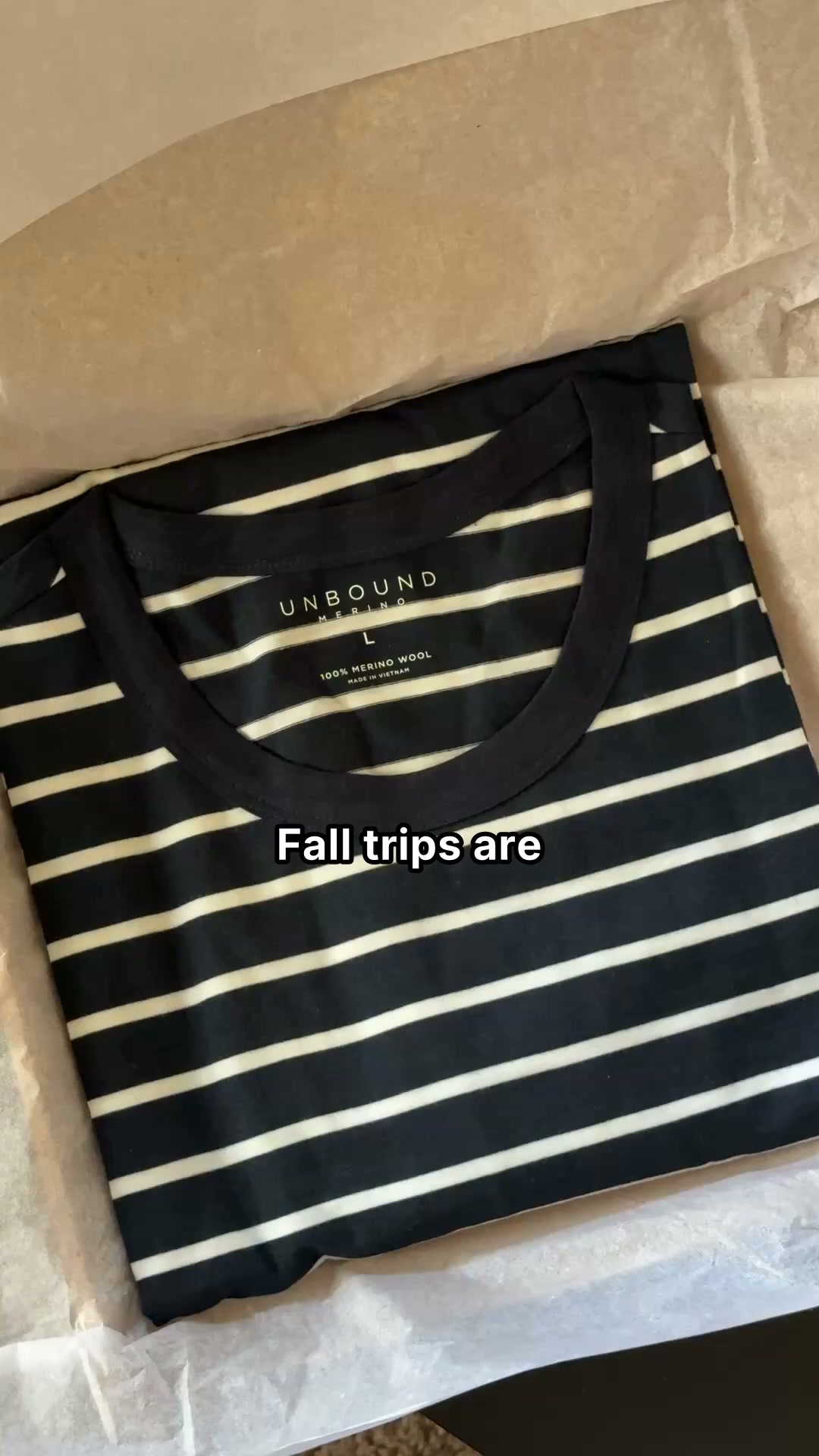 Unbound Merino Facebook ad: The shirt built for Fall travel