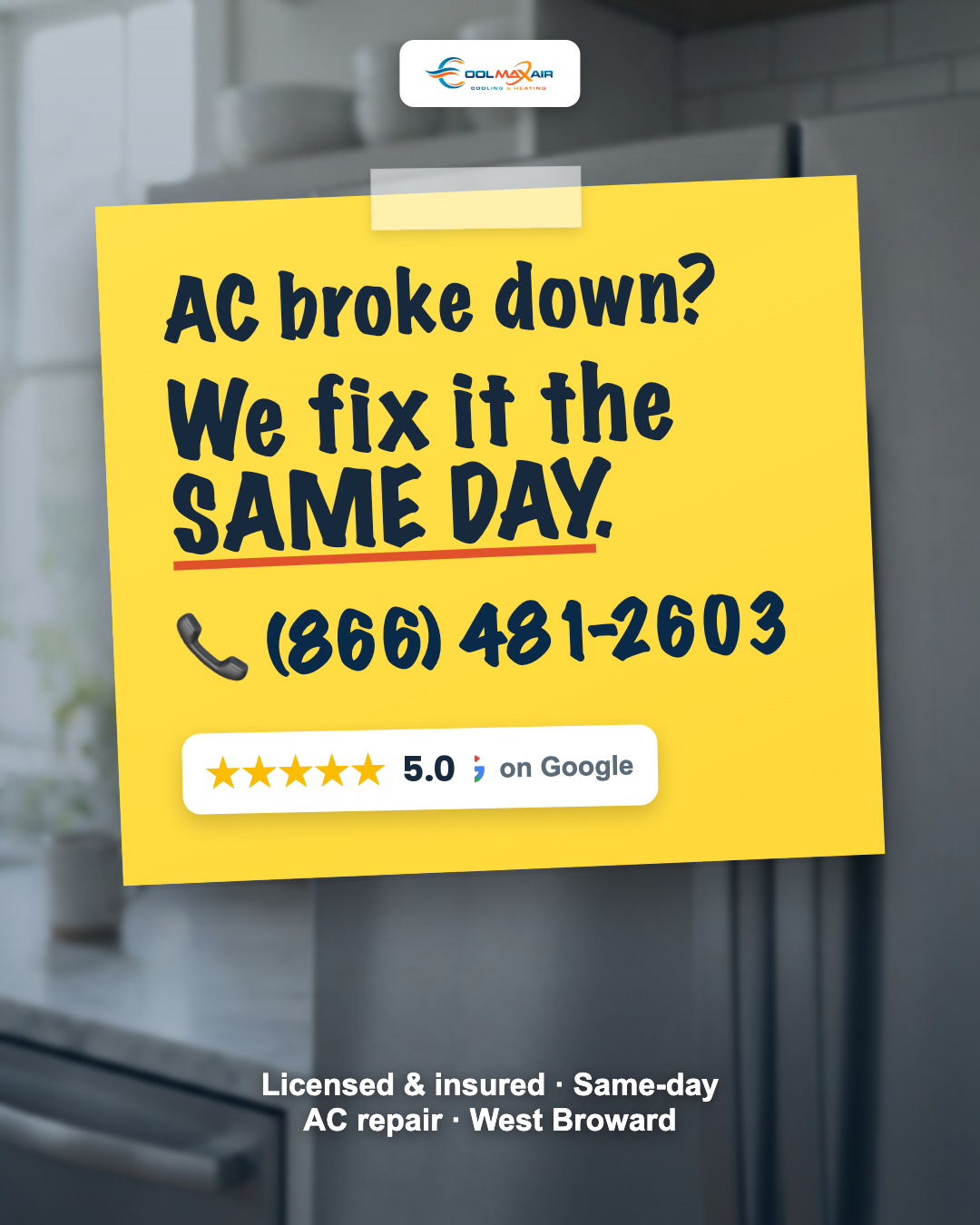 Coolmaxair LLC Facebook ad: Same-Day AC Repair