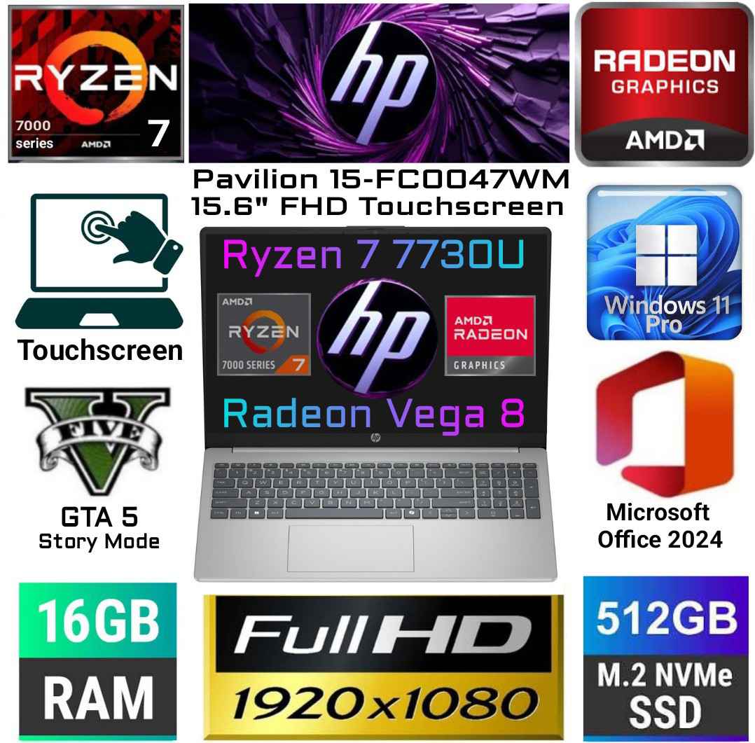 Alex Hi-Tech Electronics Facebook ad: HP TOUCHSCREEN 15.6 FHD ULTRABOOK LAPTOP RYZEN 7 7730U…