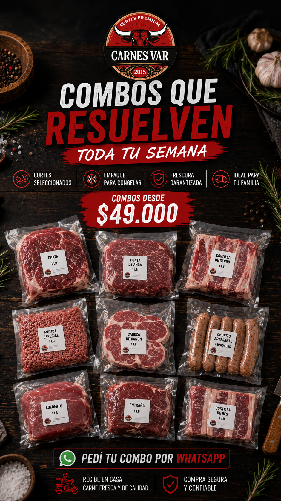 Carnes VAR Facebook ad: Resuelve tu semana hoy