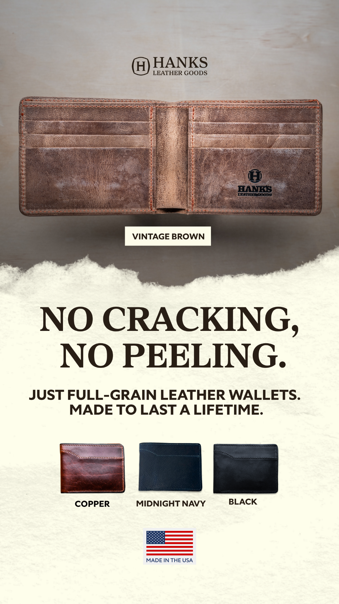 Hanks Leather Goods Facebook ad