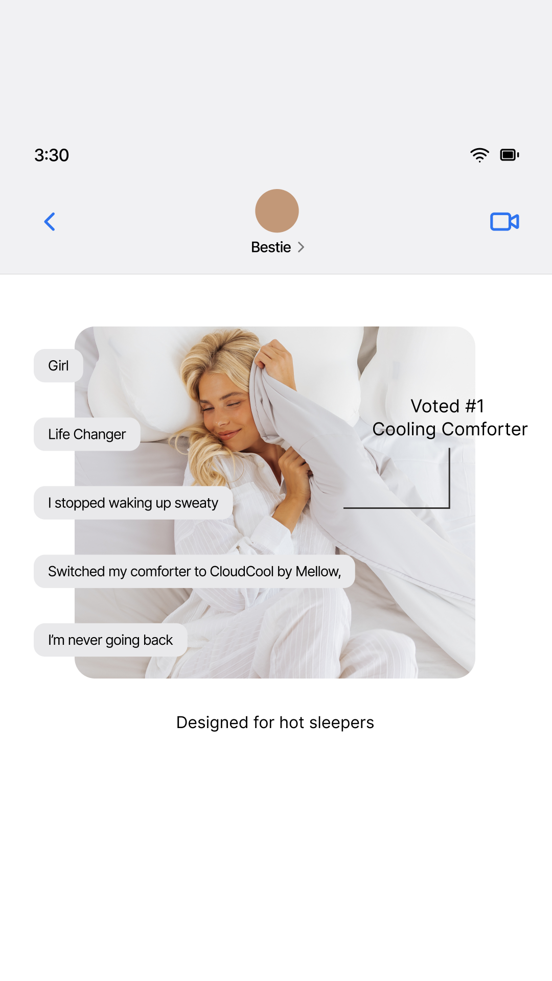 Mellow Comforters Facebook ad
