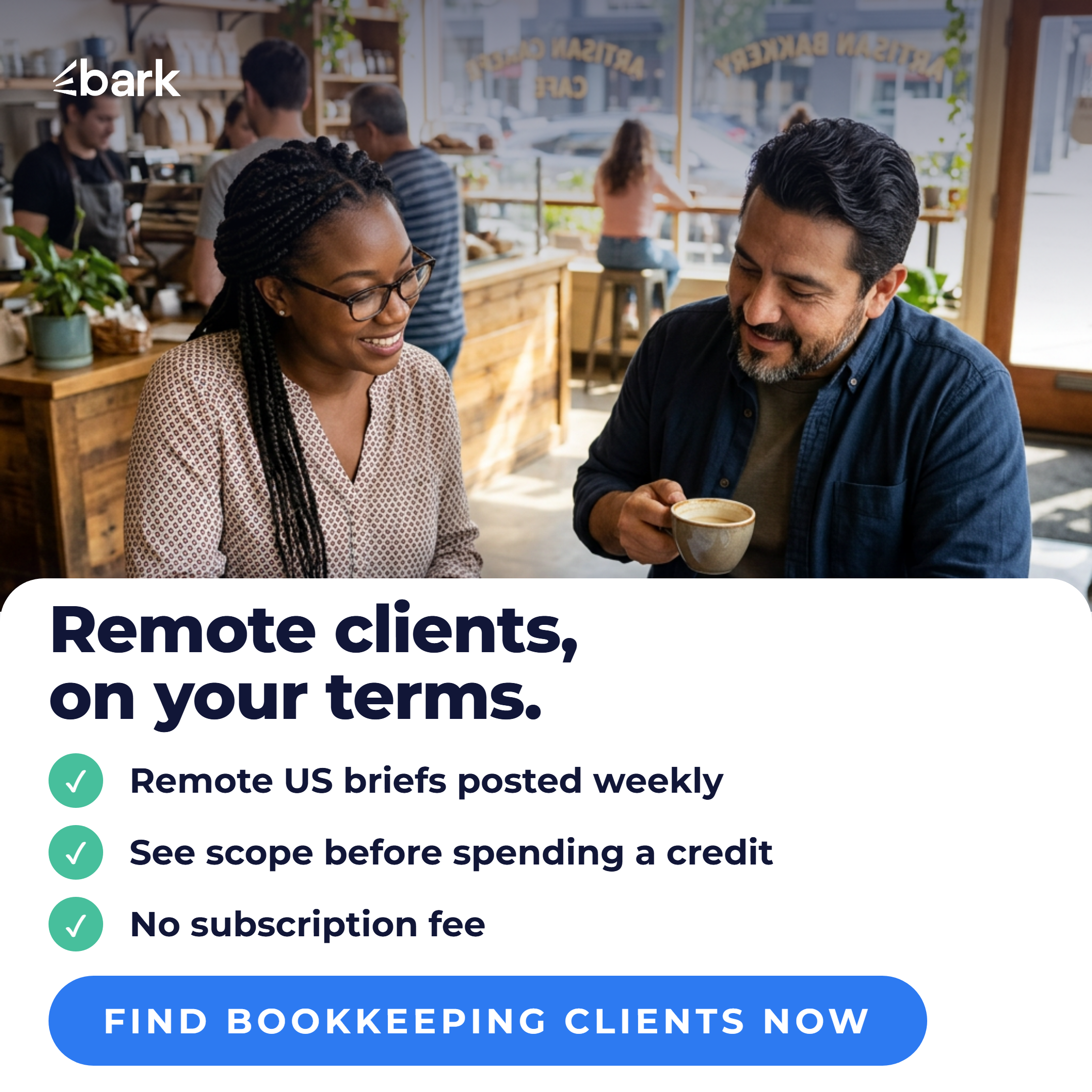 Bark.com Business Facebook ad: Get 20% off your first Bark credit pack