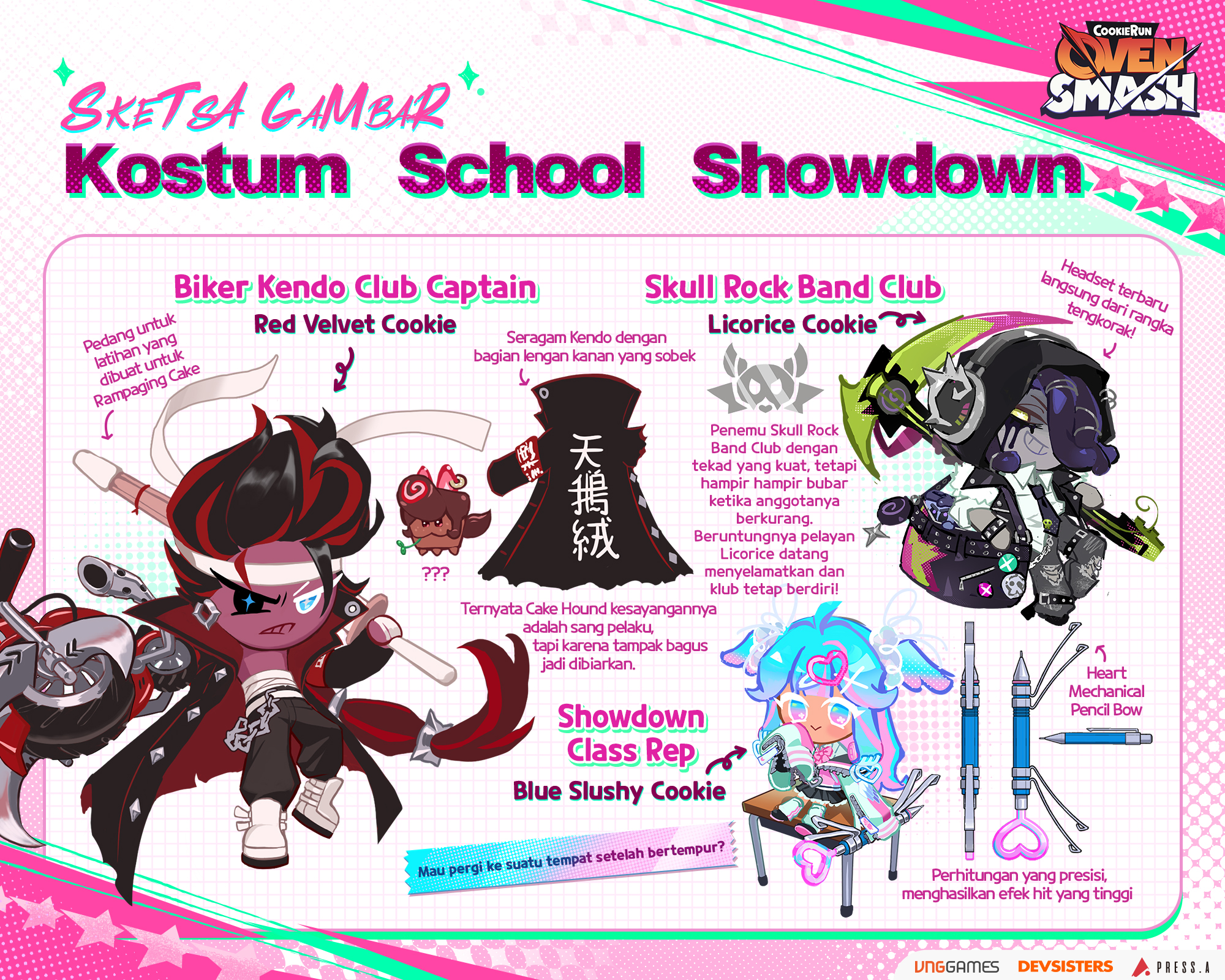 CookieRun: OvenSmash Facebook ad: Intip sketsa gambar dari Set Kostum School Showdown