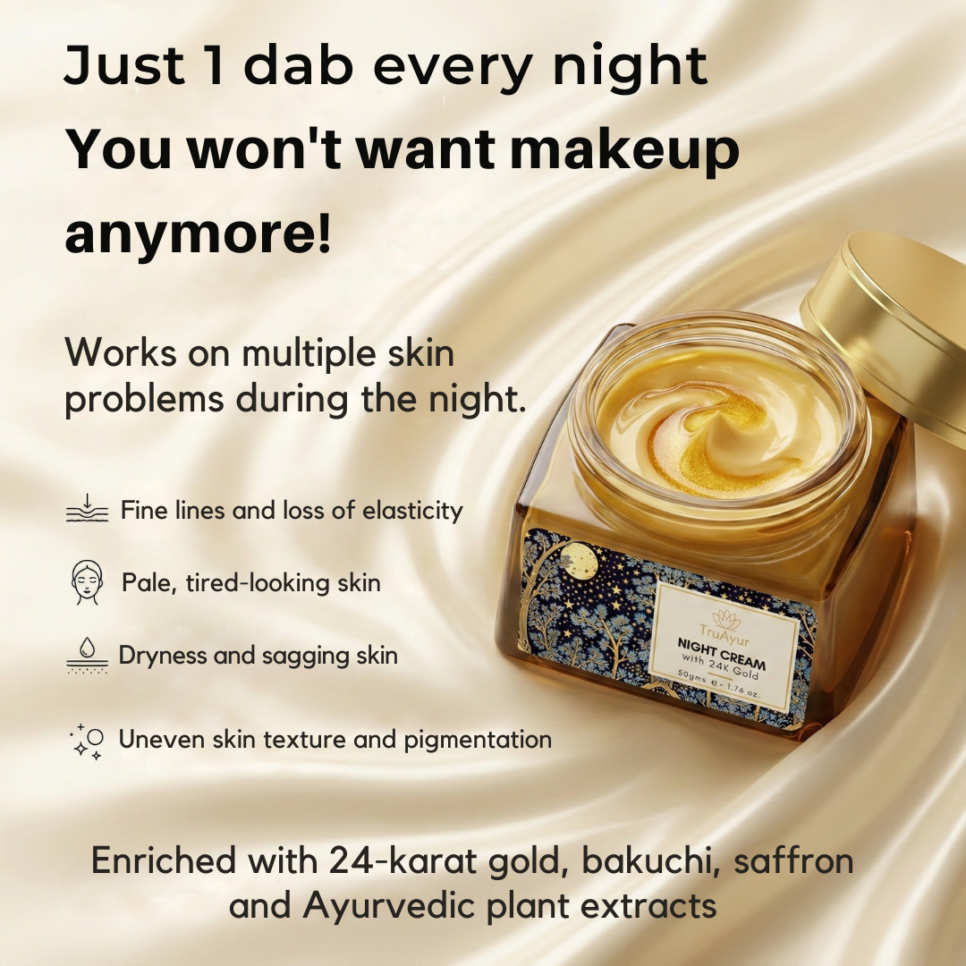 TruAyur US Facebook ad: Ayurvedic Night Cream with 24K Gold