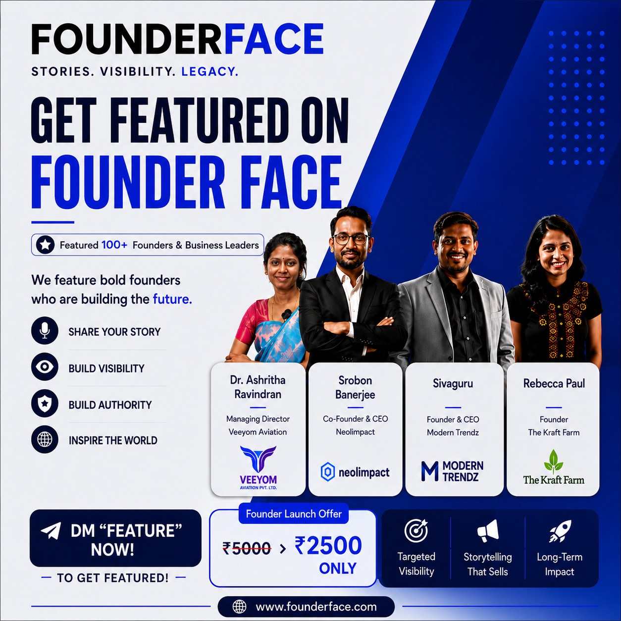 Founder Face Magazine Facebook ad: A remarkable founder story builds more than a…