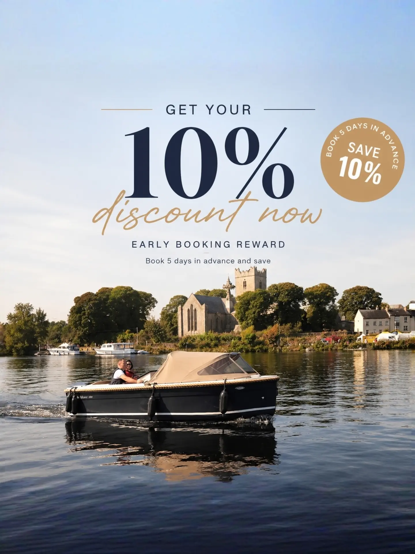 Killaloe Boat Rental Facebook ad: Your perfect day on the water starts here.