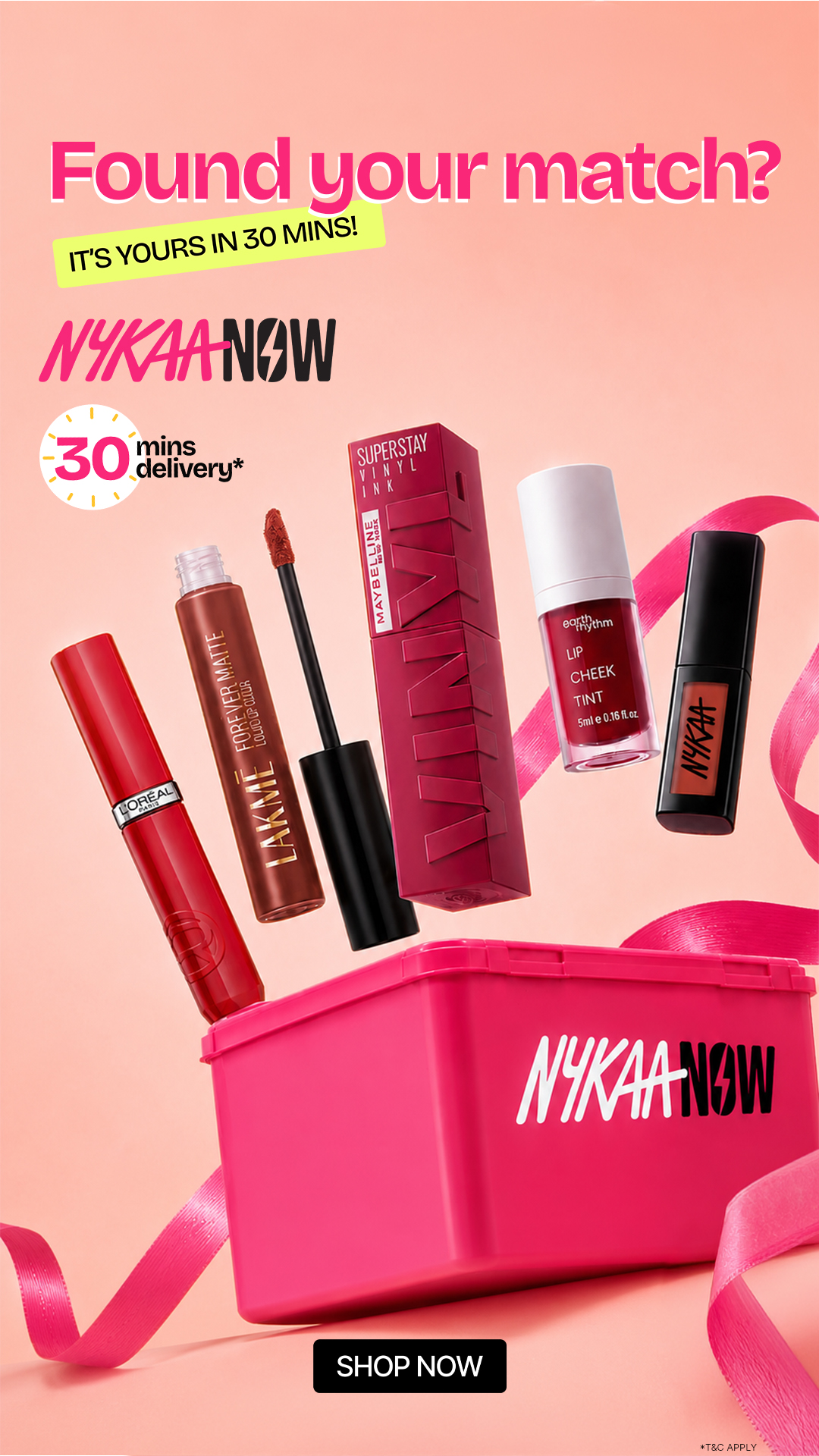 Nykaa Facebook ad: Deliveries Starting in 30 Minutes