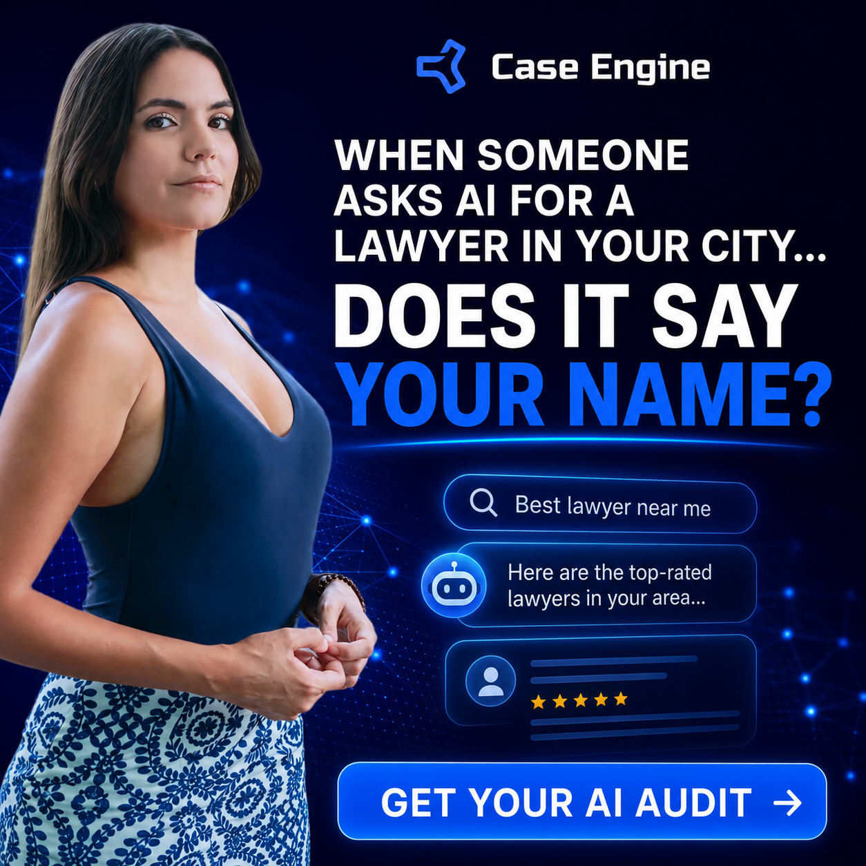 Case Engine Facebook ad: AI Is Recommending Lawyers. Is It Recommending You?
