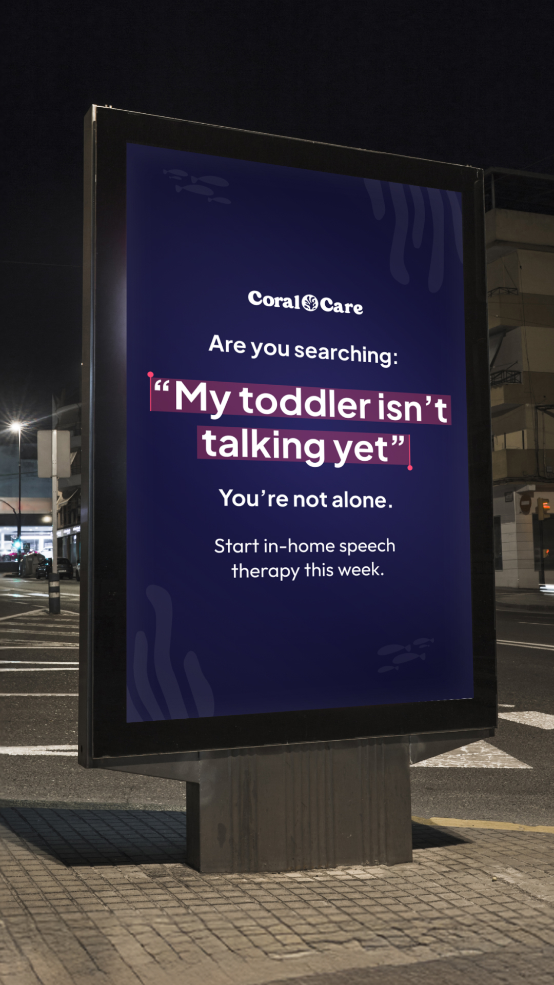 Coral Care Facebook ad: Not Talking Yet?