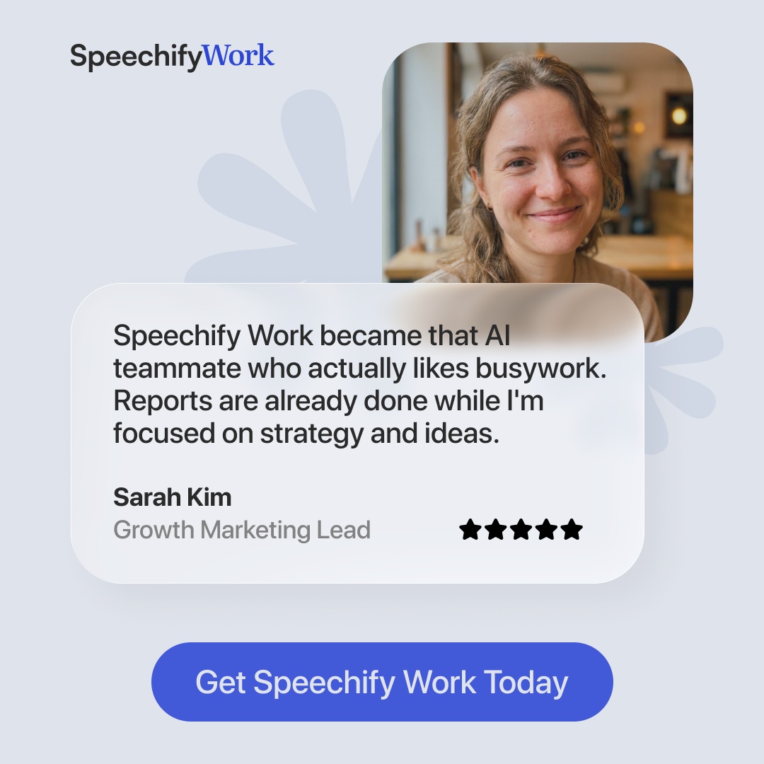 Speechify Work Facebook ad