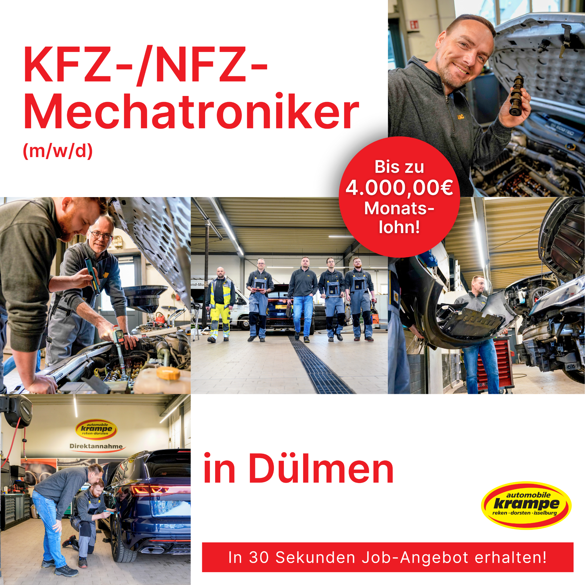 Candidate Flow KFZ-Karriere Facebook ad: Du möchtest ein unwiderstehliches Job-Angebot?
