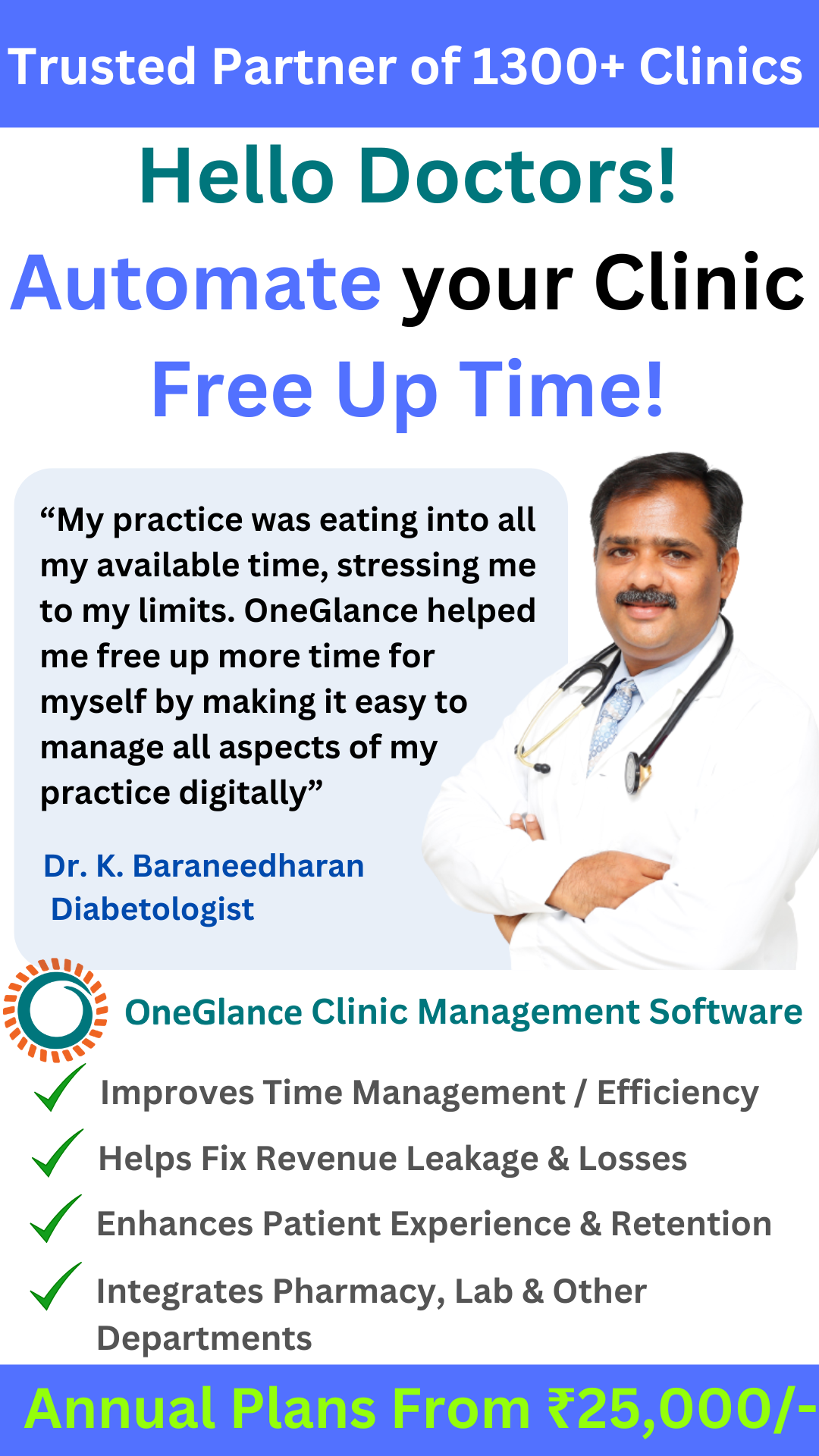 OneGlance Medical Software Facebook ad from Jun 18, 2025