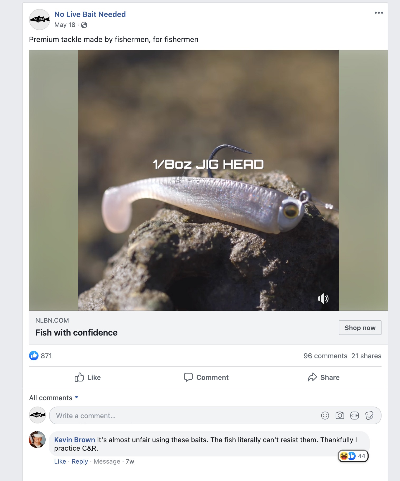 No Live Bait Needed Facebook ad