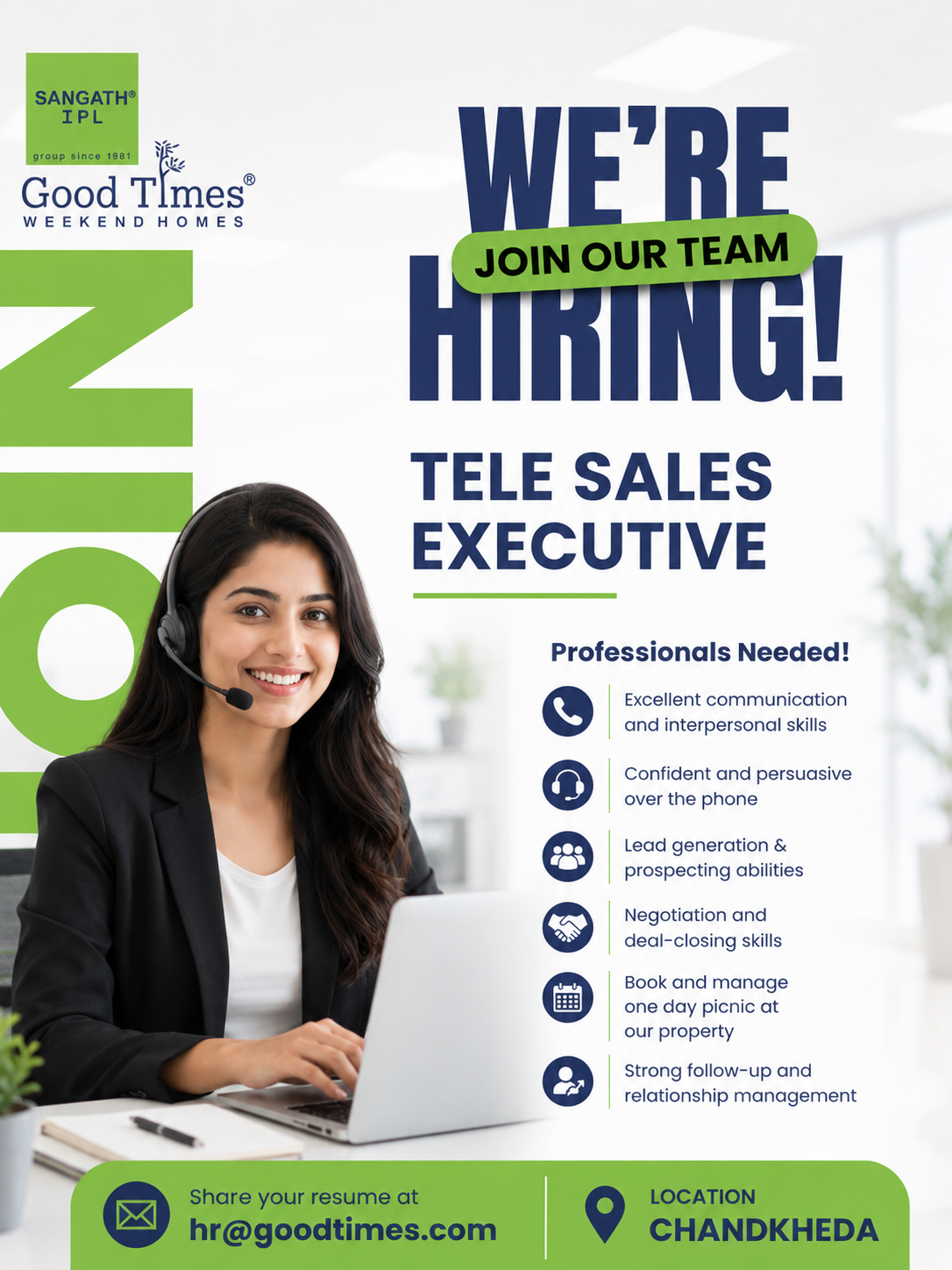 Investment avenue Facebook ad: Join Our Team, Tele Sales Executive Required